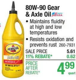 Menards 80W-90 Gear & Axle Oil offer