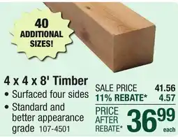 Menards 4 x 4 x 8' Timber offer