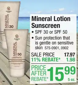 Menards Mineral Lotion Sunscreen offer