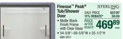 Menards Finesse Peak Tub/Shower Door offer