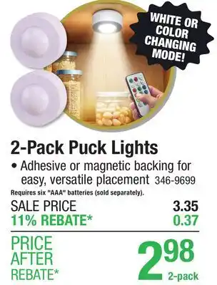 Menards 2-Pack Puck Lights offer
