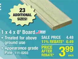 Menards 1 x 4 x 8' Board offer