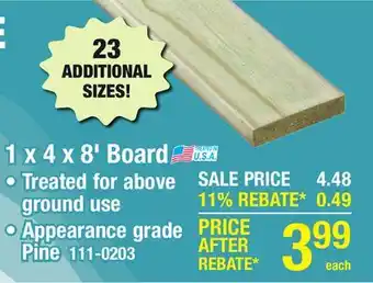 Menards 1 x 4 x 8' Board offer