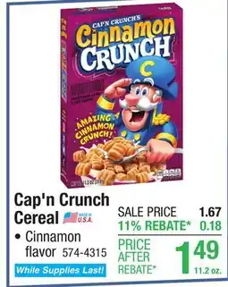 Menards Cap'n Crunch Cereal offer