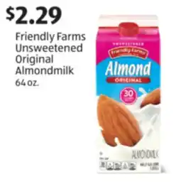 Aldi Friendly Farms Unsweetened Original Almondmilk offer