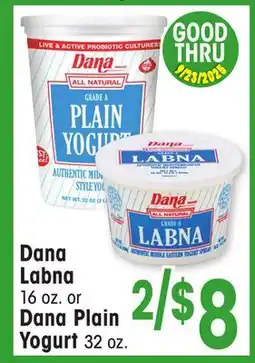 Jewel-Osco Dana Labna 16 oz. or Dana Plain Yogurt 32 oz offer