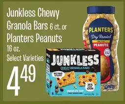 Jewel-Osco Junkless Chewy Granola Bars 6 ct. or Planters Peanuts 16 oz offer