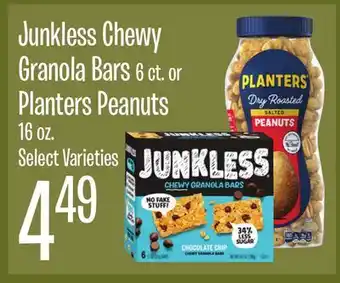 Jewel-Osco Junkless Chewy Granola Bars 6 ct. or Planters Peanuts 16 oz offer