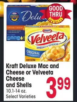 Jewel-Osco Kraft Deluxe Mac and Cheese or Velveeta Cheese and Shells offer