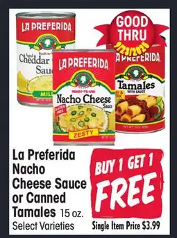 Jewel-Osco La Preferida Nacho Cheese Sauce or Canned Tamales offer