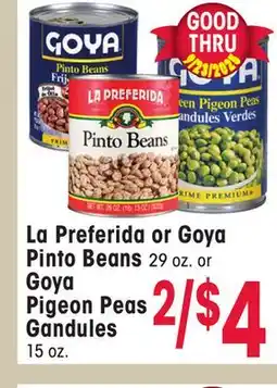 Jewel-Osco La Preferida or Goya Pinto Beans 29 oz. or Goya Pigeon Peas Gandules 15 oz offer