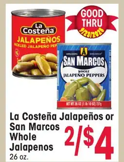 Jewel-Osco La Costeña Jalapeños or San Marcos Whole Jalapenos offer