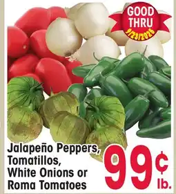 Jewel-Osco Jalapeño Peppers, Tomatillos, Tomatillos, White Onions or White Onions or Roma Tomatoes offer