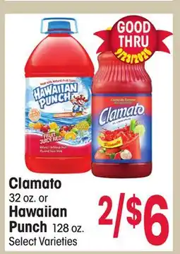 Jewel-Osco Clamato 32 oz. or Hawaiian Punch 128 oz offer