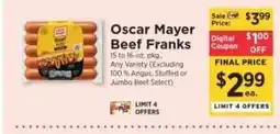 ShopRite Oscar Mayer Beef Franks offer