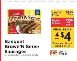 ShopRite Banquet Brown 'N Serve Sausages offer