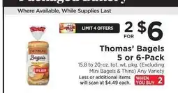 ShopRite Thomas’ Bagels 5 or 6-Pack offer
