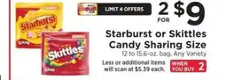 ShopRite Starburst or Skittles Candy Sharing Size offer