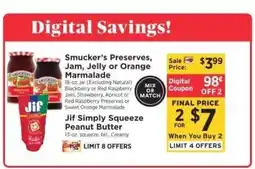 ShopRite Smucker's Preserves, Jam, Jelly or Orange Marmalade offer