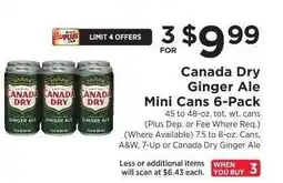 ShopRite Canada Dry Ginger Ale Mini Cans 6-Pack offer