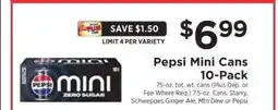 ShopRite Pepsi Mini Cans 10-Pack offer