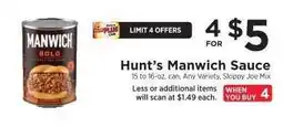 ShopRite Hunt's Manwich Sauce offer