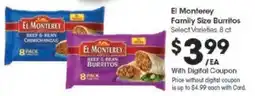 Kroger El Monterey Family Size Burritos offer