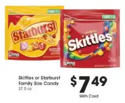 Kroger Skittles or Starburst Family Size Candy offer