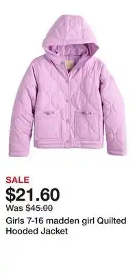 Kohl's Girls 7-16 madden girl Quilted Hooded Jacket offer
