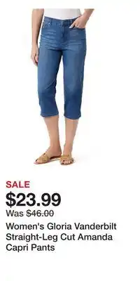 Kohl's Women's Gloria Vanderbilt Straight-Leg Cut Amanda Capri Pants offer
