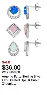 Kohl's Argento Forte Sterling Silver Lab-Created Opal & Cubic Zirconia Earring Set offer