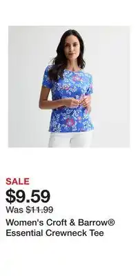 Kohl's Women's Croft & Barrow Essential Crewneck Tee offer