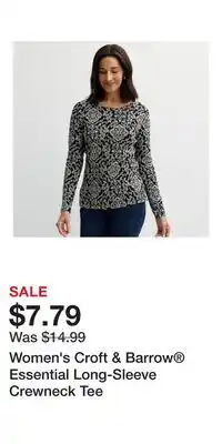 Kohl's Women's Croft & Barrow Essential Long-Sleeve Crewneck Tee offer