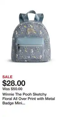 Kohl's Winnie The Pooh Sketchy Floral All Over Print with Metal Badge Mini Backpack offer
