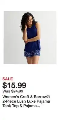 Kohl's Women's Croft & Barrow 2-Piece Lush Luxe Pajama Tank Top & Pajama Shorts Set offer