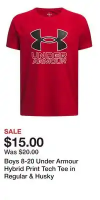 Kohl's Boys 8-20 Under Armour Hybrid Print Tech Tee in Regular & Husky offer