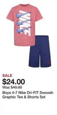 Kohl's Boys 4-7 Nike Dri-FIT Swoosh Graphic Tee & Shorts Set offer