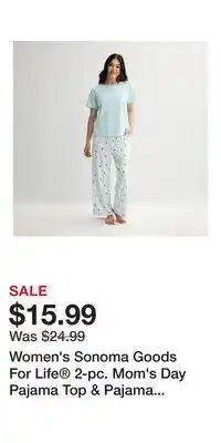 Kohl's Women's Sonoma Goods For Life 2-pc. Mom's Day Pajama Top & Pajama Bottoms Set offer
