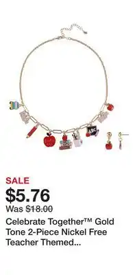 Kohl's Celebrate Together Gold Tone 2-Piece Nickel Free Teacher Themed Necklace and Earring Set offer