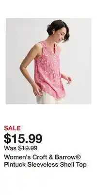 Kohl's Women's Croft & Barrow Pintuck Sleeveless Shell Top offer