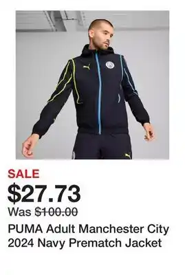 Dick's Sporting Goods PUMA Adult Manchester City 2024 Navy Prematch Jacket offer