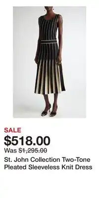 Nordstrom St. John Collection Two-Tone Pleated Sleeveless Knit Dress offer