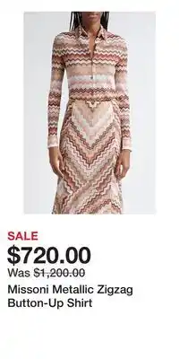 Nordstrom Missoni Metallic Zigzag Button-Up Shirt offer
