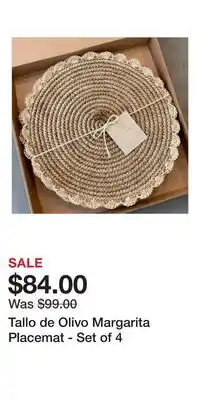 Nordstrom Tallo de Olivo Margarita Placemat - Set of 4 offer