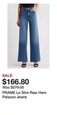 Nordstrom FRAME Le Slim Raw Hem Palazzo Jeans offer