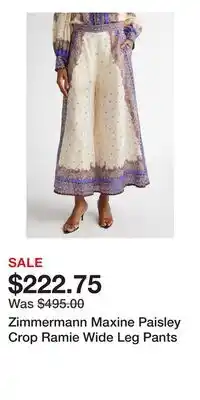Nordstrom Zimmermann Maxine Paisley Crop Ramie Wide Leg Pants offer