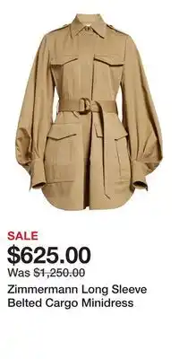 Nordstrom Zimmermann Long Sleeve Belted Cargo Minidress offer