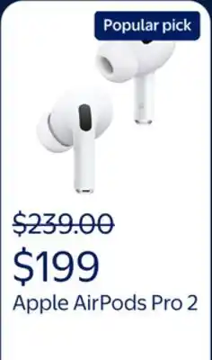 Walmart Apple AirPods Pro 2, Wireless Earbuds, Active Noise Cancellation, Hearing Aid Feature offer