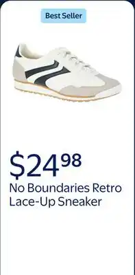 Walmart No Boundaries Women's Retro Lace-Up Sneaker offer