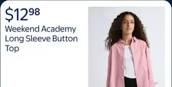 Walmart Weekend Academy Girls Long Sleeve Button Down Top offer
